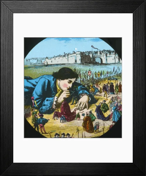 Framed Print : Gulliver is granted his freedom, lantern slide, late 19th century. Creator: Unknown Framed Print : Gulliver is granted his freedom, lantern slide, late 19th century. Creator: Unknown