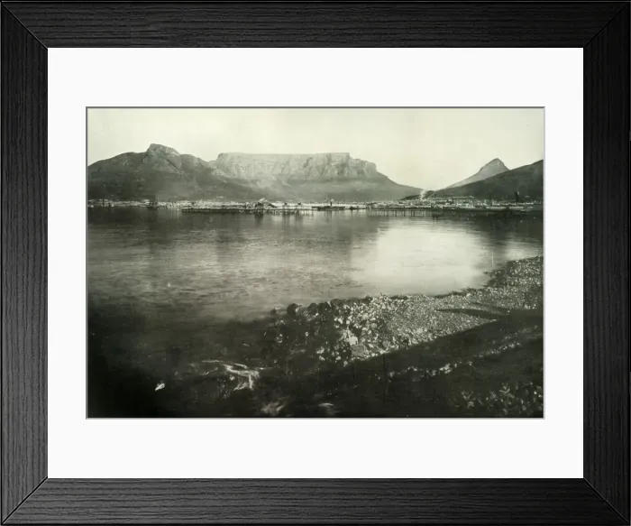 Framed Print : Cape Town, Devils Peak, Table Mountain, and Lions Head from Table Bay, 1900. Creator Framed Print : Cape Town, Devils Peak, Table Mountain, and Lions Head from Table Bay, 1900. Creator