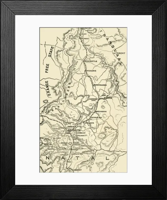 Framed Print : Map of Northern Natal. Scale 15 Statute Miles to the Inch, 1900. Creator: Unknown
