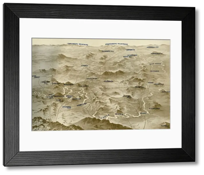 Framed Print : Bird s-Eye View of the Country Covered by General Bullers Operations for the Relief Framed Print : Bird s-Eye View of the Country Covered by General Bullers Operations for the Relief