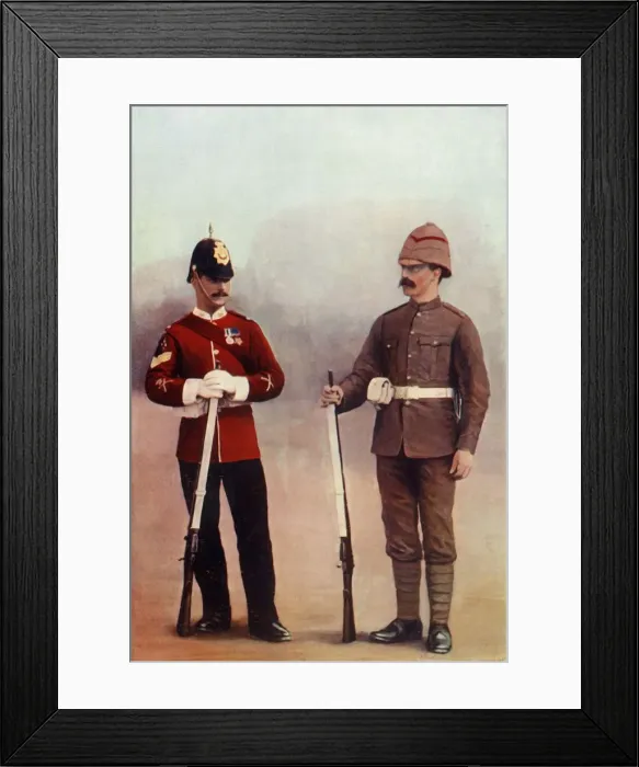 Framed Print : Colour-Sergeant and Private (in Khaki), Gloucester Regiment, 1900. Creator: Gregory & Co Framed Print : Colour-Sergeant and Private (in Khaki), Gloucester Regiment, 1900. Creator: Gregory & Co