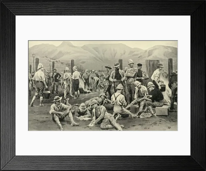 Framed Print : British Prisoners Waiting for Release: The Camp at Nooitgedacht, 1901. Creator: Frank Dadd Framed Print : British Prisoners Waiting for Release: The Camp at Nooitgedacht, 1901. Creator: Frank Dadd