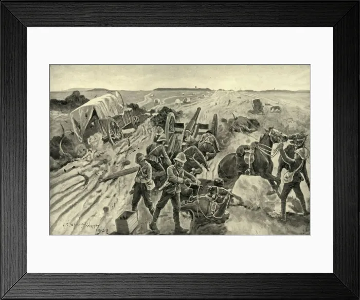 Framed Print : The Debacle: On the Track on a Fleeing Command, 1901. Creator: HC Seppings Wright
