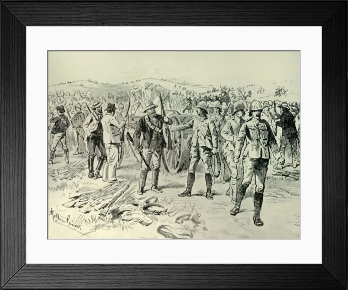 Framed Print : The Reddersburg Mishap: Men of the Irish Rifles and Mounted Infantry Delivering Up Their Arms Framed Print : The Reddersburg Mishap: Men of the Irish Rifles and Mounted Infantry Delivering Up Their Arms