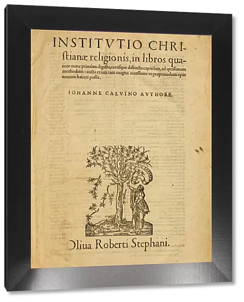 Title page of the fourth edition of the Institutio Christianae Religionis by John Calvin, 1559