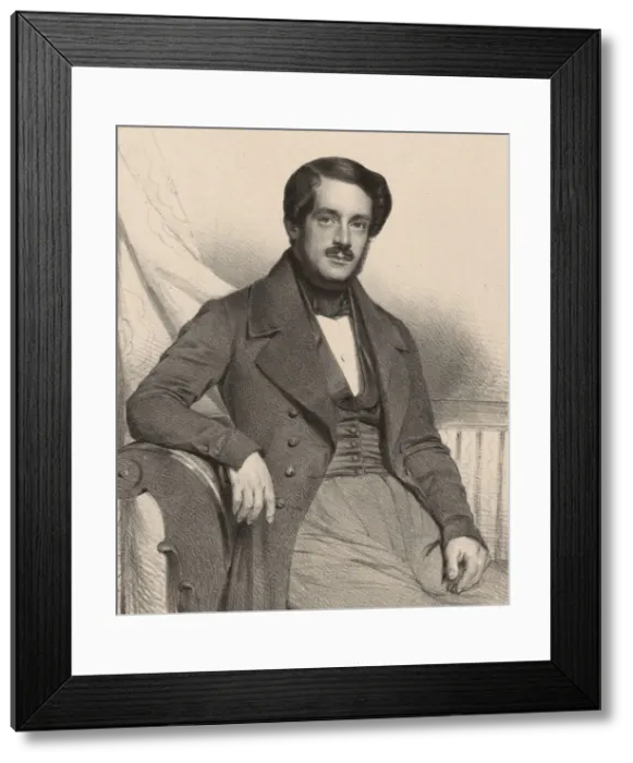 Framed Print : Portrait of the composer Francesco Masini (1804-1863), 1837. Creator: Baugniet, Charles-Louis Framed Print : Portrait of the composer Francesco Masini (1804-1863), 1837. Creator: Baugniet, Charles-Louis
