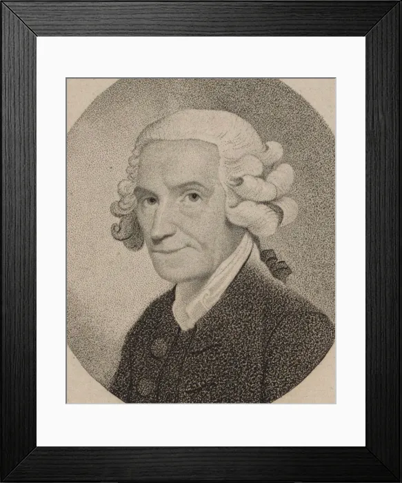 Framed Print : Portrait of the organist and composer James Nares (1715-1783), 1795. Creator: Hardy Framed Print : Portrait of the organist and composer James Nares (1715-1783), 1795. Creator: Hardy