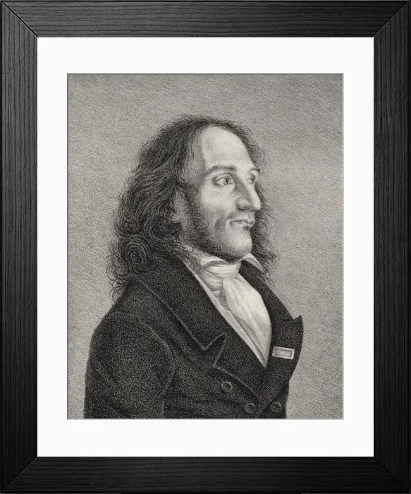 Framed Print : Portrait of Niccolo Paganini (1782-1840), c. 1830. Creator: Anonymous Framed Print : Portrait of Niccolo Paganini (1782-1840), c. 1830. Creator: Anonymous
