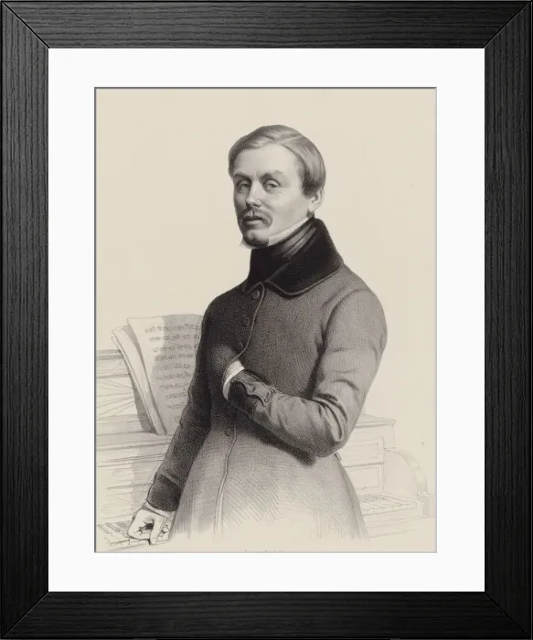 Framed Print : Portrait of the organist and composer Hippolyte Monpou (1804-1841), 1841. Creator: Alophe Framed Print : Portrait of the organist and composer Hippolyte Monpou (1804-1841), 1841. Creator: Alophe
