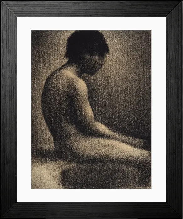 Framed Print : Seated Nude. Study for Une Baignade, 1883. Creator: Seurat, Georges Pierre (1859-1891) Framed Print : Seated Nude. Study for Une Baignade, 1883. Creator: Seurat, Georges Pierre (1859-1891)