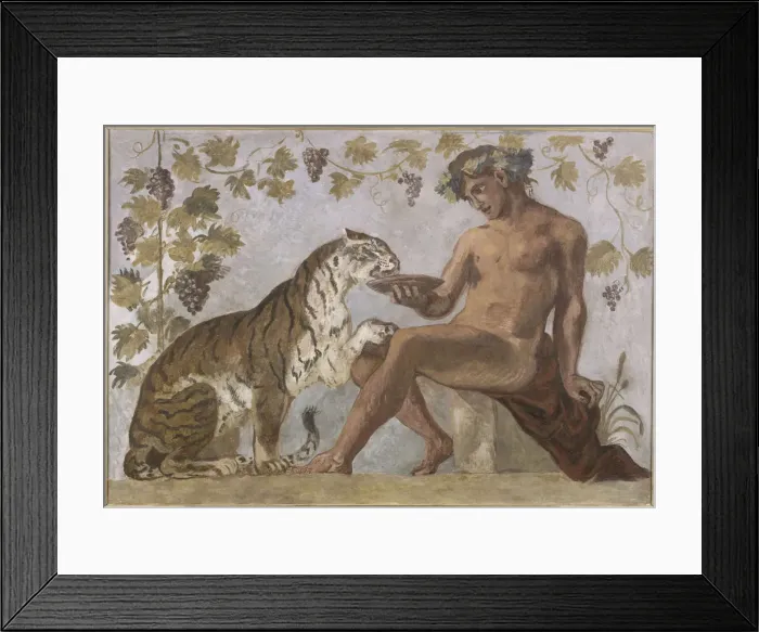 Framed Print : Bacchus with a tiger, 1834. Creator: Delacroix, Eugene (1798-1863) Framed Print : Bacchus with a tiger, 1834. Creator: Delacroix, Eugene (1798-1863)