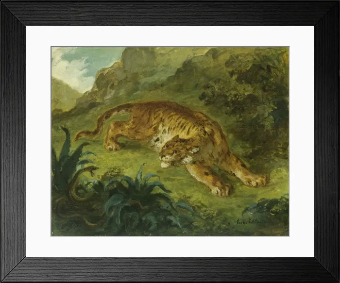 Framed Print : Tiger and Snake, 1854-1858. Creator: Delacroix, Eugene (1798-1863) Framed Print : Tiger and Snake, 1854-1858. Creator: Delacroix, Eugene (1798-1863)