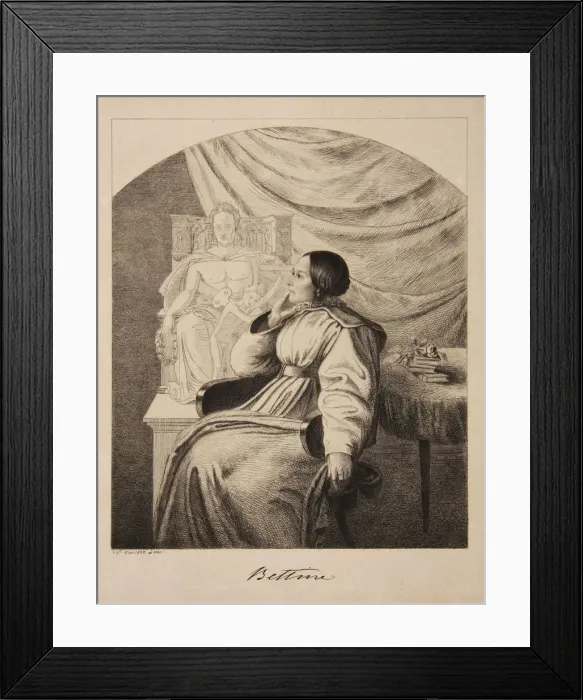 Framed Print : Portrait of the writer Bettine von Arnim (1785-1859), nee Brentano, 1838. Creator: Grimm Framed Print : Portrait of the writer Bettine von Arnim (1785-1859), nee Brentano, 1838. Creator: Grimm