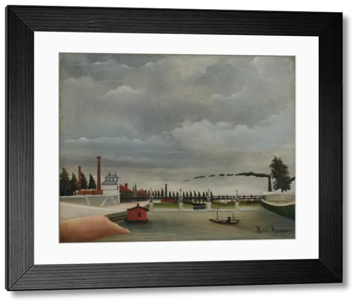 Framed Print : View of the Footbridge at Passy, 1890-1891. Creator: Rousseau, Henri Julien Felix (1844-1910)