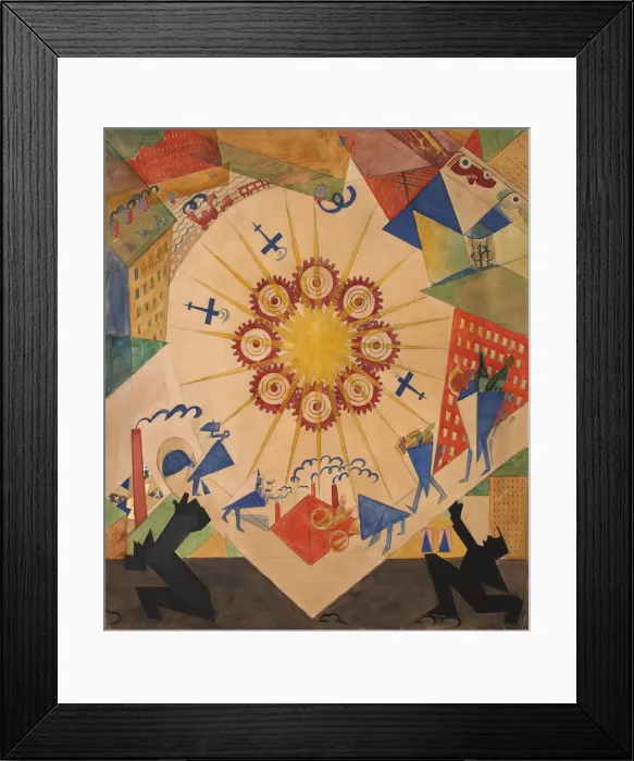 Framed Print : Promised Land. Stage design for the theate play Mystery-Bouffe by Vladimir Mayakovsky Framed Print : Promised Land. Stage design for the theate play Mystery-Bouffe by Vladimir Mayakovsky