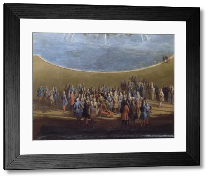 Framed Print : View of the Bassin d Apollon and the Grand Canal of Versailles. Detail: Louis XIV, 1713 Framed Print : View of the Bassin d Apollon and the Grand Canal of Versailles. Detail: Louis XIV, 1713