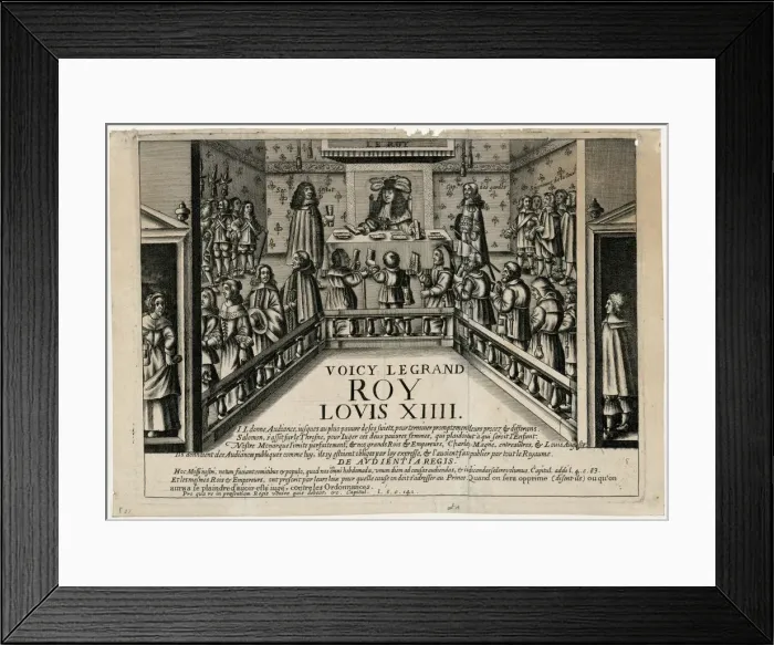 Framed Print : This Is the Good King Louis XIV. King giving a public audience, 1668. Creator: Anonymous Framed Print : This Is the Good King Louis XIV. King giving a public audience, 1668. Creator: Anonymous