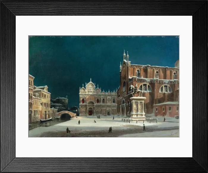 Framed Print : A noctural view of Campo dei Santi Giovanni e Paolo, 1850. Creator: Querena, Luigi (1824-1890) Framed Print : A noctural view of Campo dei Santi Giovanni e Paolo, 1850. Creator: Querena, Luigi (1824-1890)