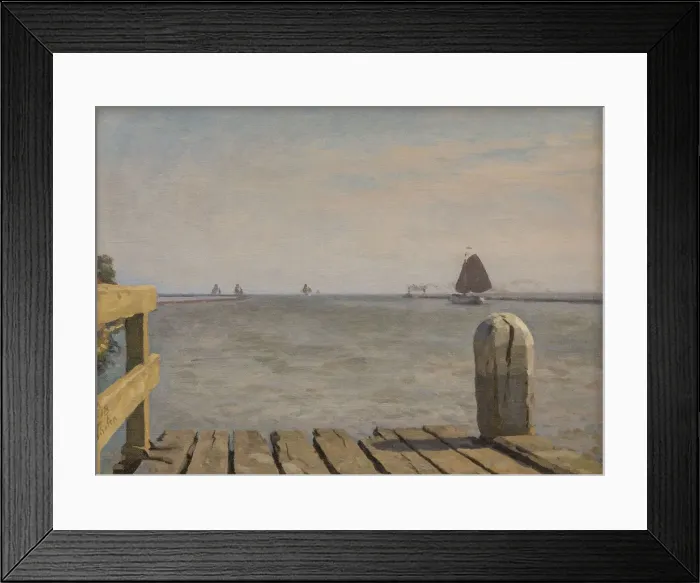 Framed Print : Pier in Enkhuizen, 1918. Creator: Tholen, Willem Bastiaan (1860-1931) Framed Print : Pier in Enkhuizen, 1918. Creator: Tholen, Willem Bastiaan (1860-1931)