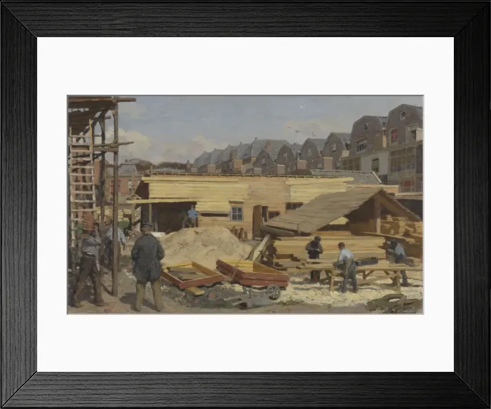 Framed Print : Houses under construction, 1895. Creator: Tholen, Willem Bastiaan (1860-1931) Framed Print : Houses under construction, 1895. Creator: Tholen, Willem Bastiaan (1860-1931)