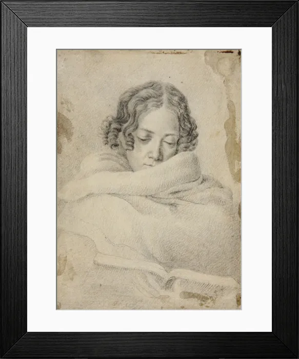 Framed Print : Portrait of the writer Bettine von Arnim (1785-1859), nee Brentano, ca 1809. Creator: Grimm