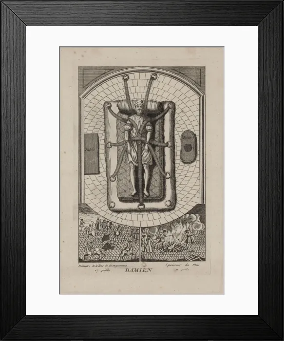 Framed Print : Robert Francois Damiens (1715-1757) at the Chatelet, 2nd March 1757. Creator: Anonymous Framed Print : Robert Francois Damiens (1715-1757) at the Chatelet, 2nd March 1757. Creator: Anonymous