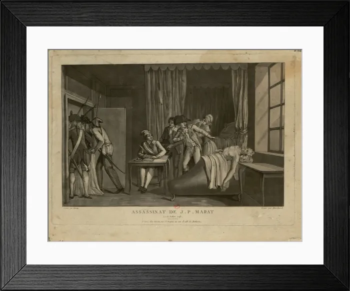 Framed Print : The Assassination of Jean-Paul Marat, 1793. Creator: Marchand, Jacques (1769-c. 1845) Framed Print : The Assassination of Jean-Paul Marat, 1793. Creator: Marchand, Jacques (1769-c. 1845)