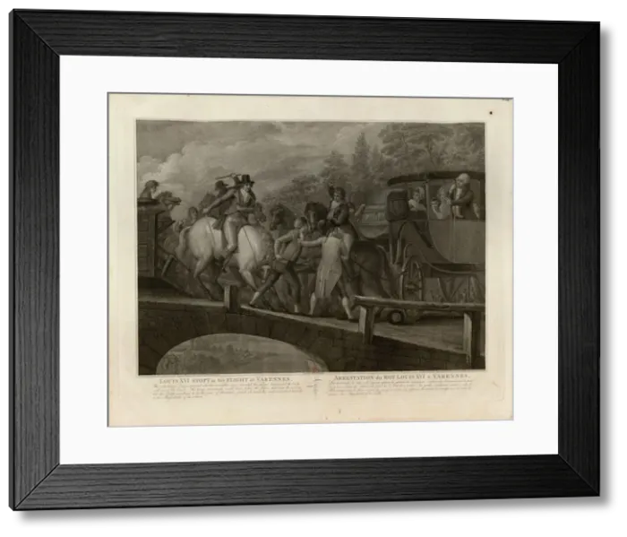 Framed Print : The arrest of Louis XVI and his family at Varennes, June 22, 1791, 1796. Creator: Bovi Framed Print : The arrest of Louis XVI and his family at Varennes, June 22, 1791, 1796. Creator: Bovi