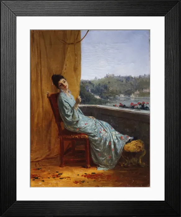 Framed Print : Japanese woman, 1880-1885. Creator: Induno, Gerolamo (1825-1890) Framed Print : Japanese woman, 1880-1885. Creator: Induno, Gerolamo (1825-1890)