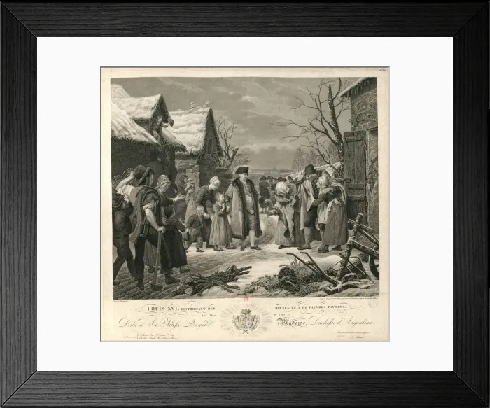 Framed Print : Louis XVI Distributing Alms to the Poor Peasants in the Winter of 1788, c. 1817. Creator: Adam Framed Print : Louis XVI Distributing Alms to the Poor Peasants in the Winter of 1788, c. 1817. Creator: Adam