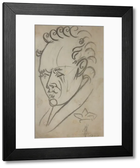 Framed Print : Portrait of the poet Vasili Kamensky (1884-1961), 1913. Creator: Kulbin, Nikolai Ivanovich