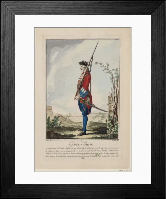 Framed Print : Gardes suisses (The Swiss Guards), 1756. Creator: De Fehrt, Antoine Jean (1723-1774) Framed Print : Gardes suisses (The Swiss Guards), 1756. Creator: De Fehrt, Antoine Jean (1723-1774)
