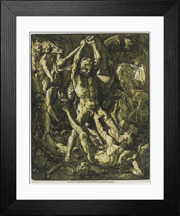 Framed Print : Hercules killing Cacus, 1588. Creator: Goltzius, Hendrick (1558-1617) Framed Print : Hercules killing Cacus, 1588. Creator: Goltzius, Hendrick (1558-1617)