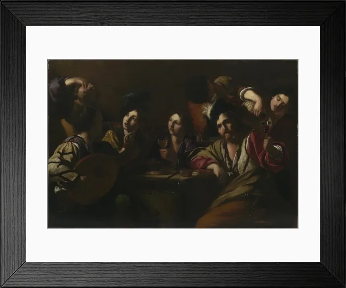 Framed Print : Tavern Scene, ca 1619. Creator: Manfredi, Bartolomeo (1587-1622) Framed Print : Tavern Scene, ca 1619. Creator: Manfredi, Bartolomeo (1587-1622)