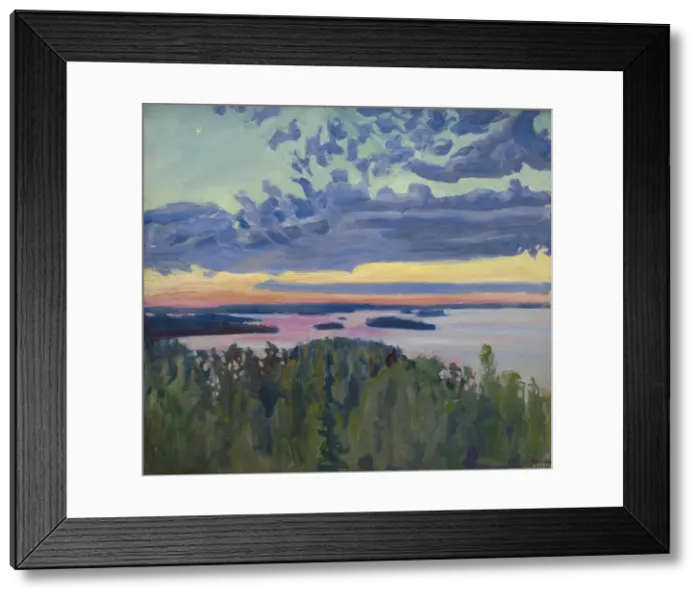 Framed Print : Sunset over a Lake. Creator: Gallen-Kallela, Akseli (1865-1931) Framed Print : Sunset over a Lake. Creator: Gallen-Kallela, Akseli (1865-1931)