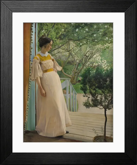 Framed Print : In the garden door. The artists wife, 1897. Creator: Ring, Laurits Andersen (1854-1933) Framed Print : In the garden door. The artists wife, 1897. Creator: Ring, Laurits Andersen (1854-1933)