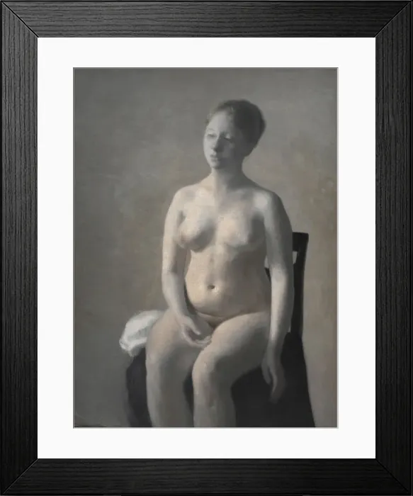 Framed Print : Seated Female Nude, 1889. Creator: Hammershoi, Vilhelm (1864-1916) Framed Print : Seated Female Nude, 1889. Creator: Hammershoi, Vilhelm (1864-1916)