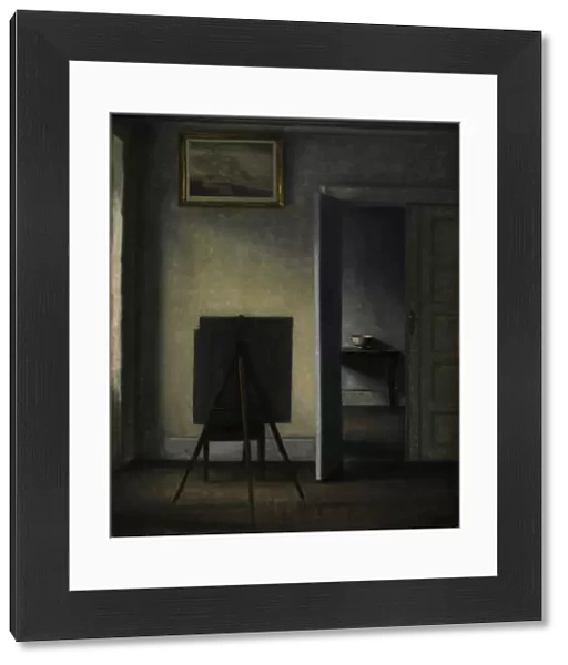 Interior with the Artists Easel, 1910. Creator: Hammershoi, Vilhelm (1864-1916)