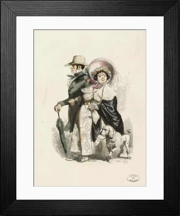 Framed Print : A Rentier and his wife, 1840. Creator: Grandville, Jean-Jacques (1803-1847) Framed Print : A Rentier and his wife, 1840. Creator: Grandville, Jean-Jacques (1803-1847)