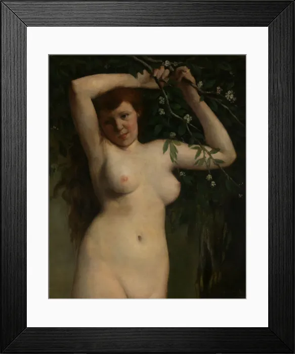 Framed Print : Nude with Flowering Branch, 1863. Creator: Gustave Courbet Framed Print : Nude with Flowering Branch, 1863. Creator: Gustave Courbet