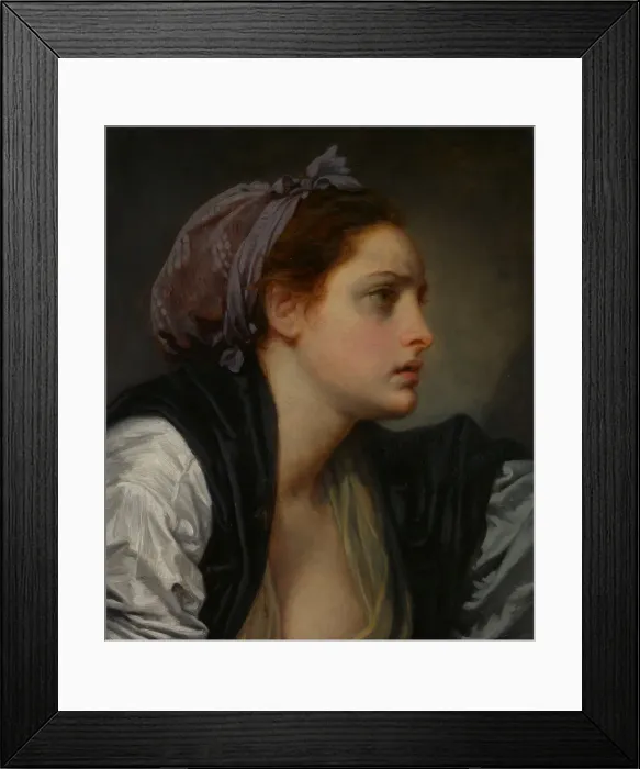 Framed Print : Study Head of a Woman, ca. 1780. Creator: Jean-Baptiste Greuze Framed Print : Study Head of a Woman, ca. 1780. Creator: Jean-Baptiste Greuze