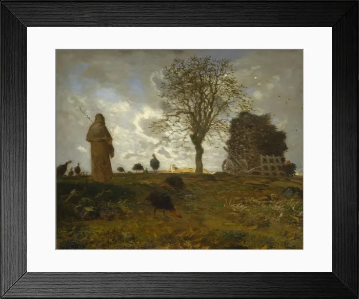 Framed Print : Autumn Landscape with a Flock of Turkeys, 1872-73. Creator: Jean Francois Millet Framed Print : Autumn Landscape with a Flock of Turkeys, 1872-73. Creator: Jean Francois Millet