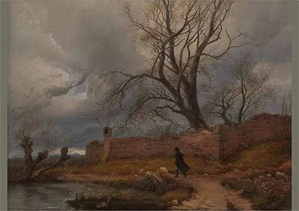 Wanderer in the Storm, 1835. Creator: Julius von Leypold