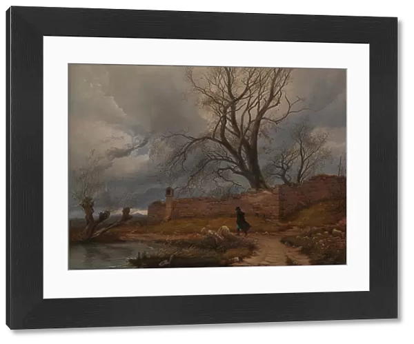 Wanderer in the Storm, 1835. Creator: Julius von Leypold