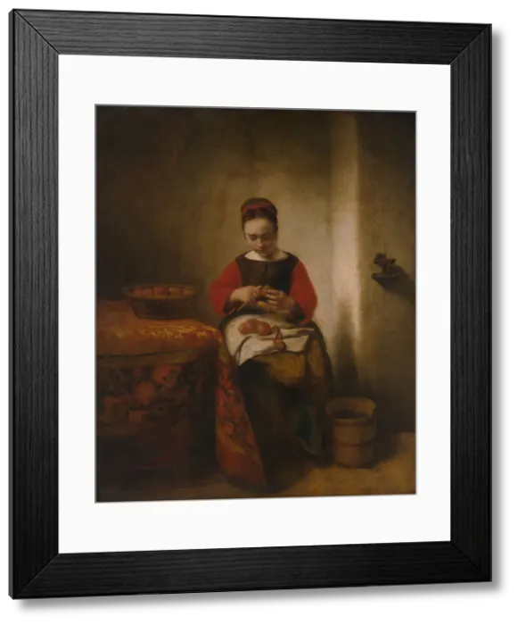 Framed Print : Young Woman Peeling Apples, ca. 1655. Creator: Nicolaes Maes Framed Print : Young Woman Peeling Apples, ca. 1655. Creator: Nicolaes Maes