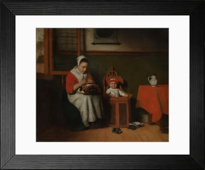 Framed Print : The Lacemaker, ca. 1656. Creator: Nicolaes Maes Framed Print : The Lacemaker, ca. 1656. Creator: Nicolaes Maes