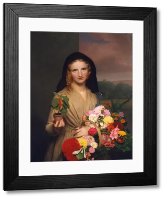 Framed Print : The Flower Girl, 1846. Creator: Charles Cromwell Ingham Framed Print : The Flower Girl, 1846. Creator: Charles Cromwell Ingham