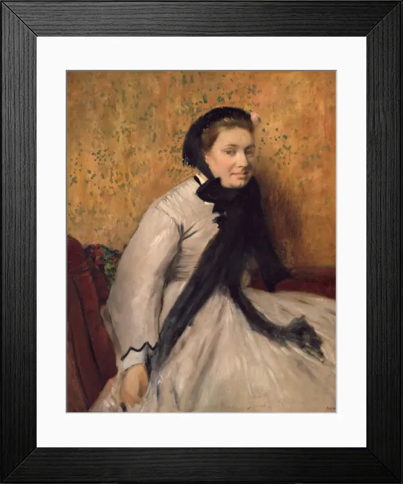 Framed Print : Portrait of a Woman in Gray, ca. 1865. Creator: Edgar Degas