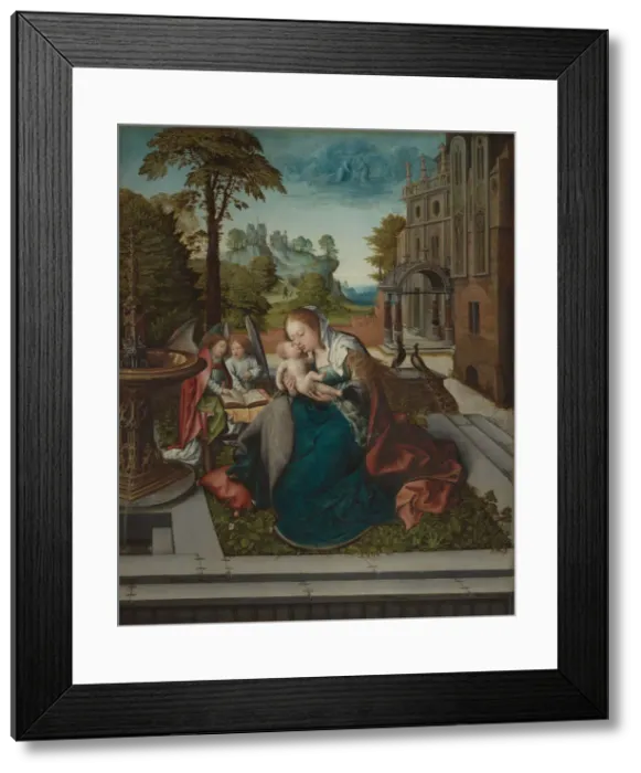 Framed Print : Virgin and Child with Angels, ca. 1518. Creator: Bernaert van Orley Framed Print : Virgin and Child with Angels, ca. 1518. Creator: Bernaert van Orley