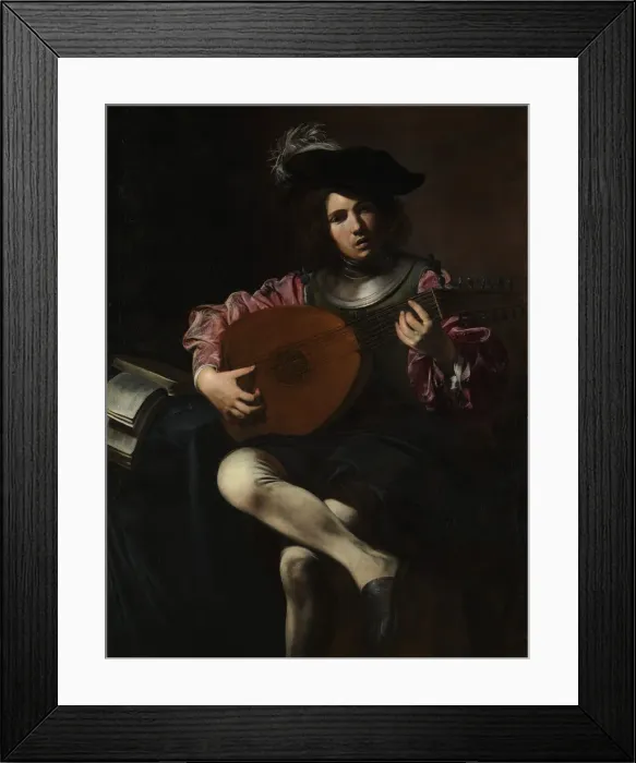 Framed Print : Lute Player, ca. 1625-26. Creator: Valentin de Boulogne Framed Print : Lute Player, ca. 1625-26. Creator: Valentin de Boulogne